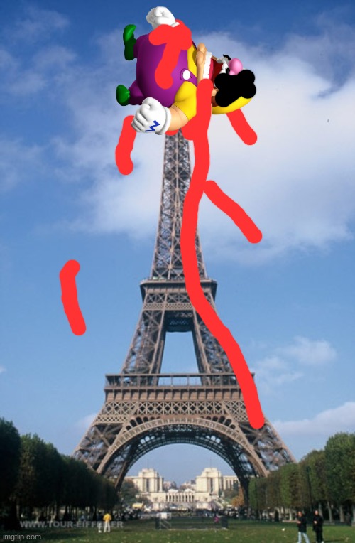 Wario gets impaled by the Eiffel Tower.mp3 | image tagged in pray for paris,wario dies,wario,eiffel tower,paris | made w/ Imgflip meme maker