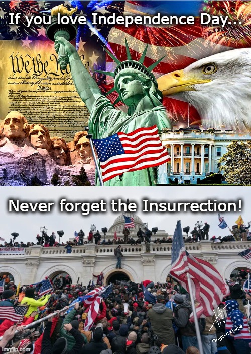 Never forget the Insurrection | If you love Independence Day... Never forget the Insurrection! | image tagged in insurrection,january 6th,fourth of july,july 4th,independence day,declaration of independence | made w/ Imgflip meme maker