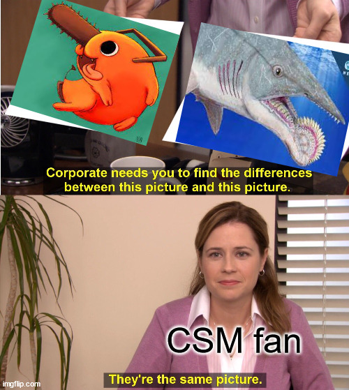 Water Pochita | CSM fan | image tagged in memes,they're the same picture | made w/ Imgflip meme maker