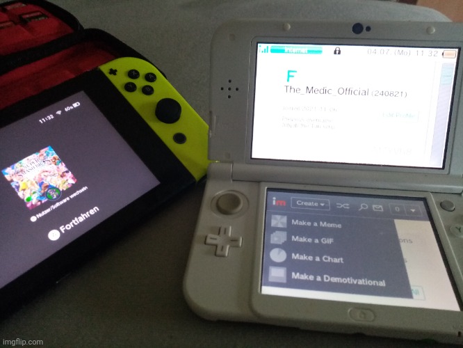 Rate my gaiming setup | image tagged in 3ds,imgflip,nintendo switch | made w/ Imgflip meme maker