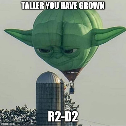 Yoda Balloon | TALLER YOU HAVE GROWN; R2-D2 | image tagged in yoda balloon,r2-d2,droids | made w/ Imgflip meme maker