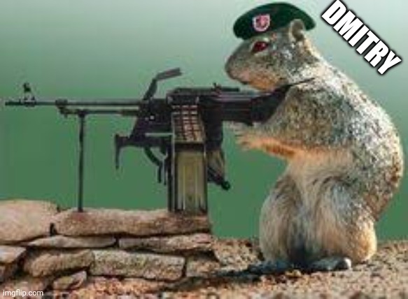 Animal with gun | DMITRY | image tagged in animals,guns,in soviet russia | made w/ Imgflip meme maker