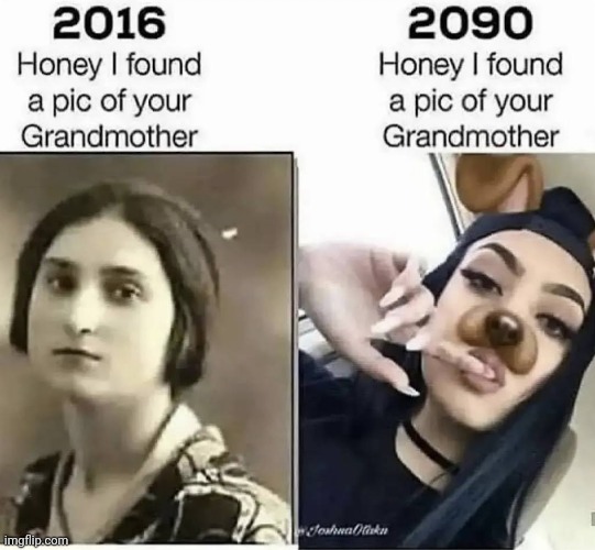 Wow things changed | image tagged in grandmother,picture,future | made w/ Imgflip meme maker