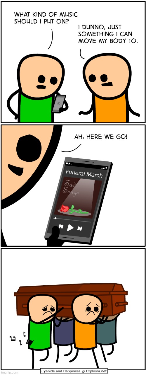 Funeral march music | image tagged in cyanide and happiness,funeral,music,comics,comic,comics/cartoons | made w/ Imgflip meme maker