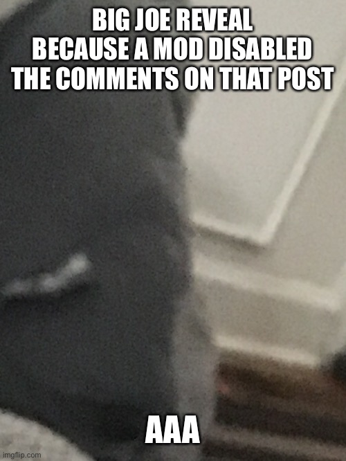 BIG JOE REVEAL BECAUSE A MOD DISABLED THE COMMENTS ON THAT POST; AAA | made w/ Imgflip meme maker