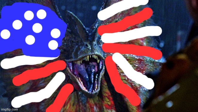 Patriotic Dilo | image tagged in dilophosaurus,4th of july | made w/ Imgflip meme maker