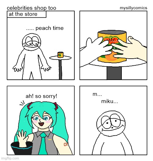celebrities shop too | image tagged in mysillycomics,my silly comics,miku,hatsune miku | made w/ Imgflip meme maker