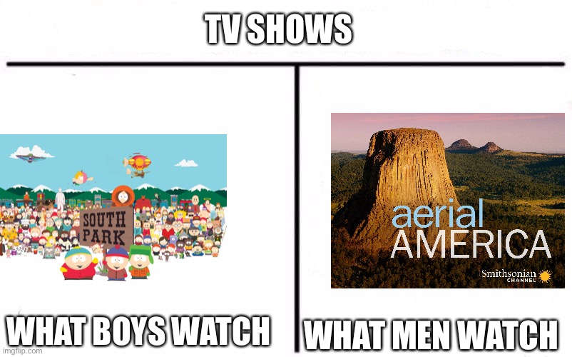 Who Would Win Blank | TV SHOWS; WHAT BOYS WATCH; WHAT MEN WATCH | image tagged in who would win blank | made w/ Imgflip meme maker