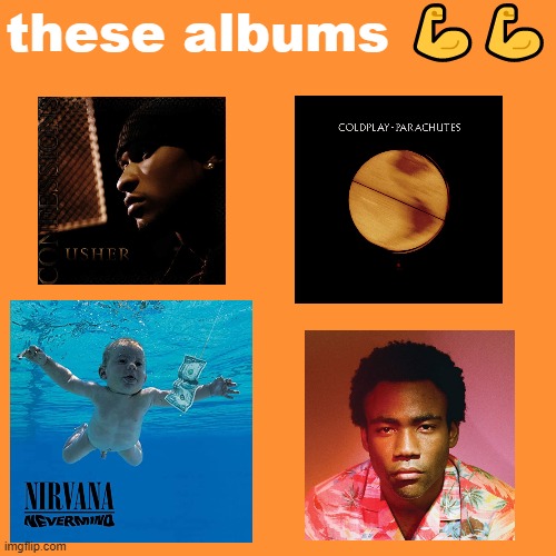 no way Nar listens to things besides rap!!!!! | these albums 💪💪 | made w/ Imgflip meme maker