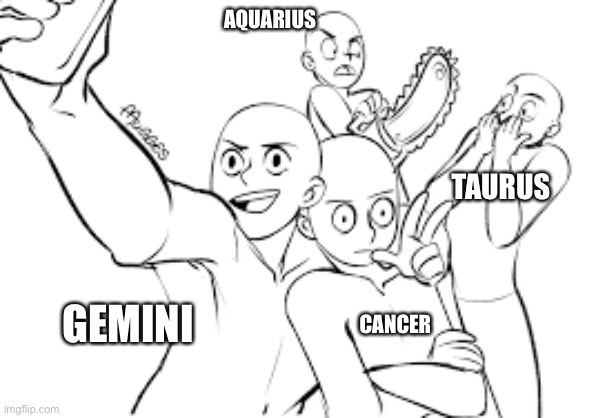 Let me know in comments what groups of signs you want | AQUARIUS; TAURUS; GEMINI; CANCER | image tagged in zodiac signs | made w/ Imgflip meme maker