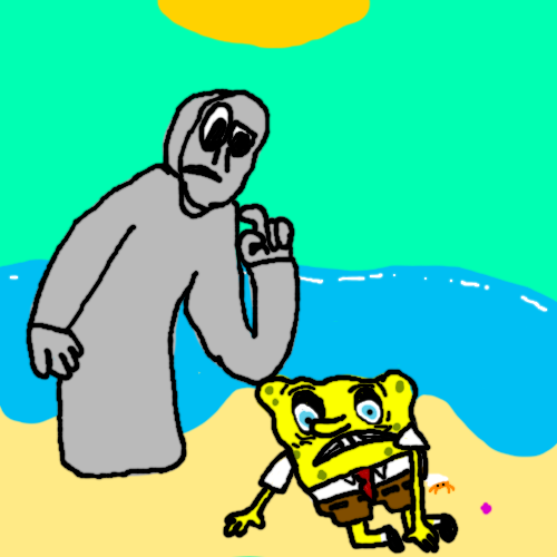 High Quality Spongebob and Gabriel at the beach Blank Meme Template