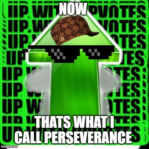NOW THATS WHAT I CALL PERSEVERANCE | image tagged in upvote | made w/ Imgflip meme maker
