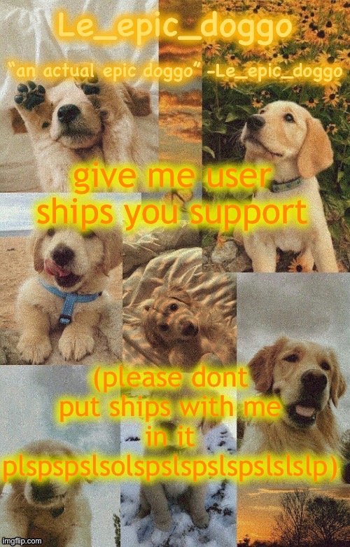 Doggo temp by doggo. Wait what that’s confusing | give me user ships you support; (please dont put ships with me in it plspspslsolspslspslspslslslp) | image tagged in doggo temp by doggo wait what that s confusing | made w/ Imgflip meme maker