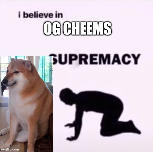 I believe in supremacy | OG CHEEMS | image tagged in i believe in supremacy | made w/ Imgflip meme maker