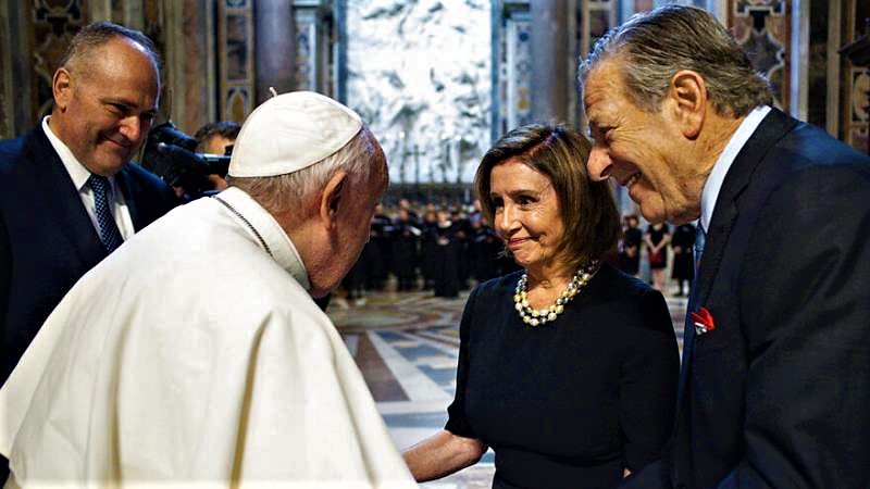 High Quality The Pope, Nancy, and Paul Pelosi Blank Meme Template