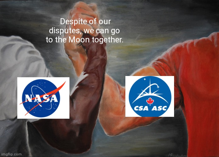United Federation of Planets | Despite of our disputes, we can go to the Moon together. | image tagged in memes,epic handshake | made w/ Imgflip meme maker