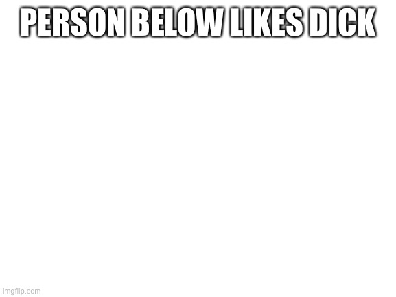 Blank White Template | PERSON BELOW LIKES DICK | image tagged in blank white template | made w/ Imgflip meme maker