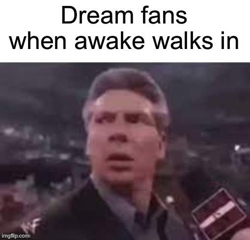 x when x walks in | Dream fans when awake walks in | image tagged in x when x walks in | made w/ Imgflip meme maker