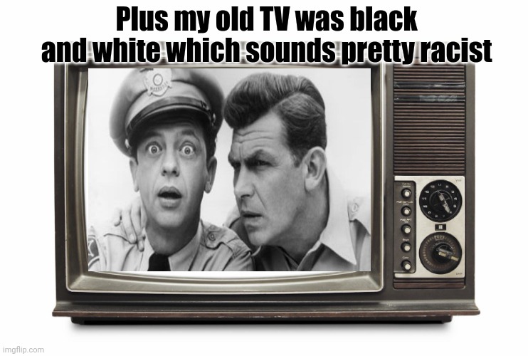 Plus my old TV was black and white which sounds pretty racist | made w/ Imgflip meme maker