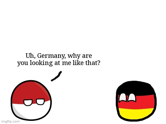 Oh no | image tagged in countryballs,germany,poland | made w/ Imgflip meme maker