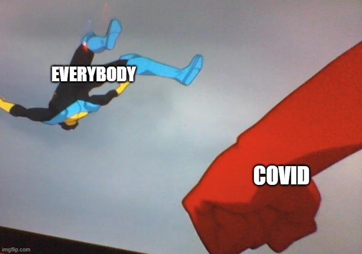 2020 | EVERYBODY; COVID | image tagged in omni man's fist | made w/ Imgflip meme maker