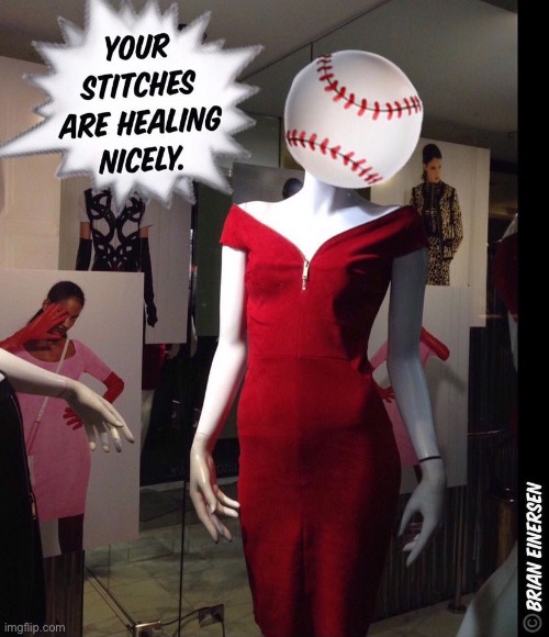 $he sold her baseball diamonds to pay for her fancy facelift. | image tagged in fashion,window design,jitrois,baseball,baseball diamonds,brian einersen | made w/ Imgflip meme maker