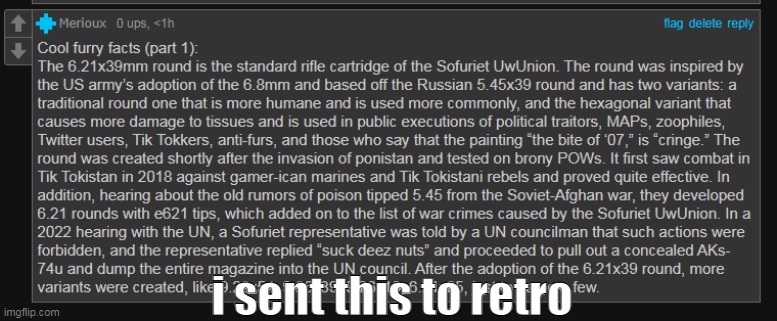 i sent this to retro | made w/ Imgflip meme maker
