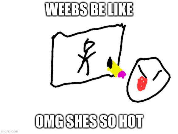 Blank White Template |  WEEBS BE LIKE; OMG SHES SO HOT | image tagged in blank white template,polandball,funny,aaa,memes | made w/ Imgflip meme maker