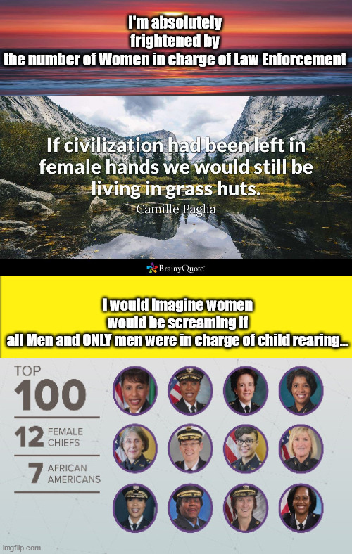 Women IN Law Enforcement   vs Men in Childcare | image tagged in quixotic,non sequitor,upside down,marxism | made w/ Imgflip meme maker