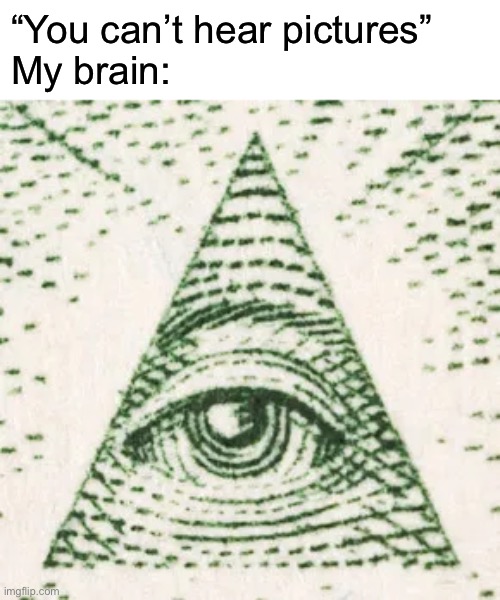 “You can’t hear pictures”
My brain: | made w/ Imgflip meme maker