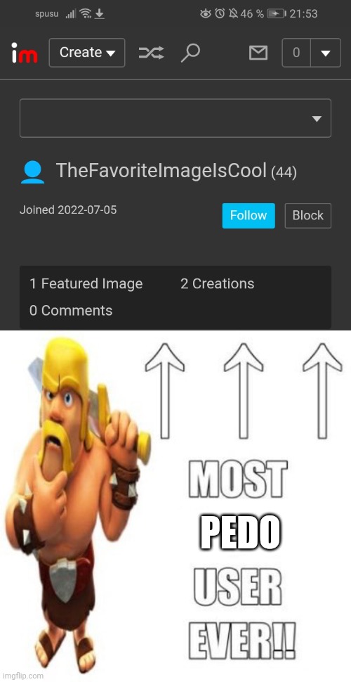 PEDO | image tagged in most racist user ever | made w/ Imgflip meme maker