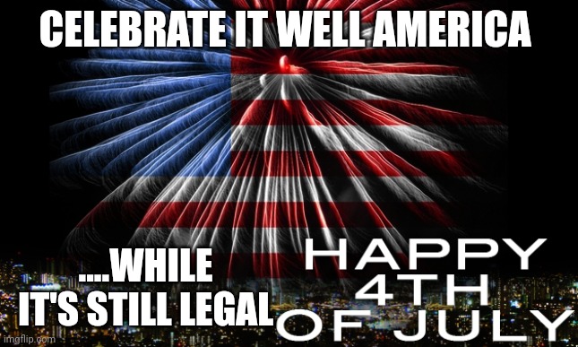 Democrats utopia | CELEBRATE IT WELL AMERICA; ....WHILE IT'S STILL LEGAL | image tagged in july 4 | made w/ Imgflip meme maker