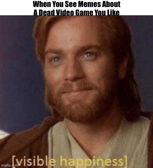 Visible Happiness | When You See Memes About A Dead Video Game You Like | image tagged in visible happiness | made w/ Imgflip meme maker