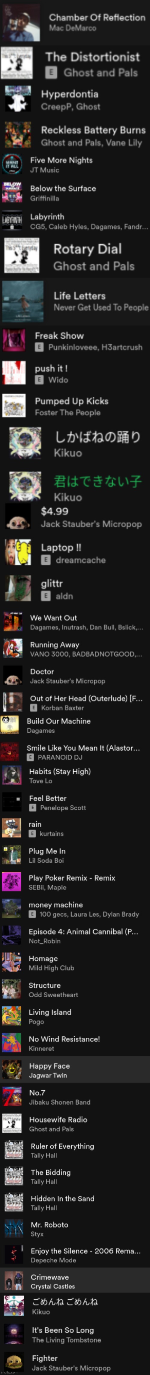 a very long list of songs i like- | made w/ Imgflip meme maker