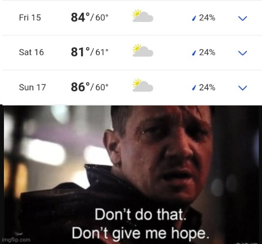 Going to A NASCAR Race in 2 weeks | image tagged in hawkeye ''don't give me hope'' | made w/ Imgflip meme maker