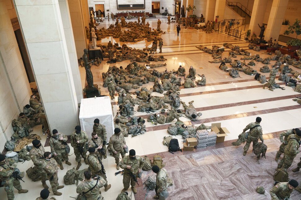 High Quality National Guard protecting the Capitol from trumpists Blank Meme Template