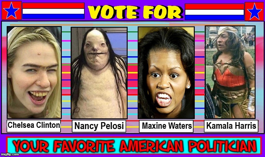You can make a difference!  VOTE! | image tagged in vince vance,chelsea clinton,maxine waters,nancy pelosi,kamala harris,memes | made w/ Imgflip meme maker