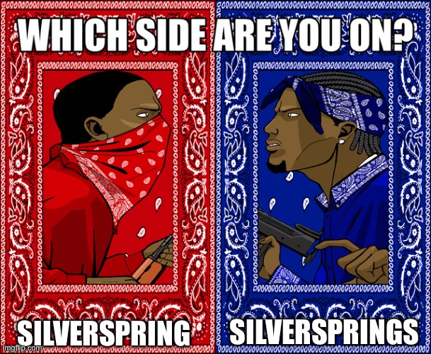 WHICH SIDE ARE YOU ON? | SILVERSPRINGS; SILVERSPRING | image tagged in which side are you on | made w/ Imgflip meme maker