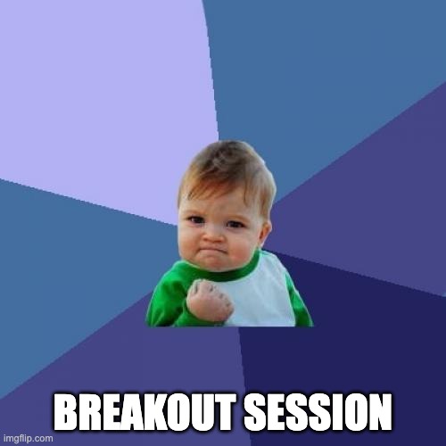 fun | BREAKOUT SESSION | image tagged in memes,success kid | made w/ Imgflip meme maker