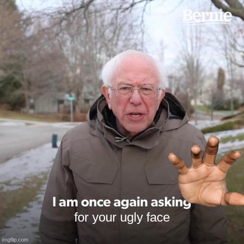 Bernie I Am Once Again Asking For Your Support | for your ugly face | image tagged in memes,bernie i am once again asking for your support | made w/ Imgflip meme maker