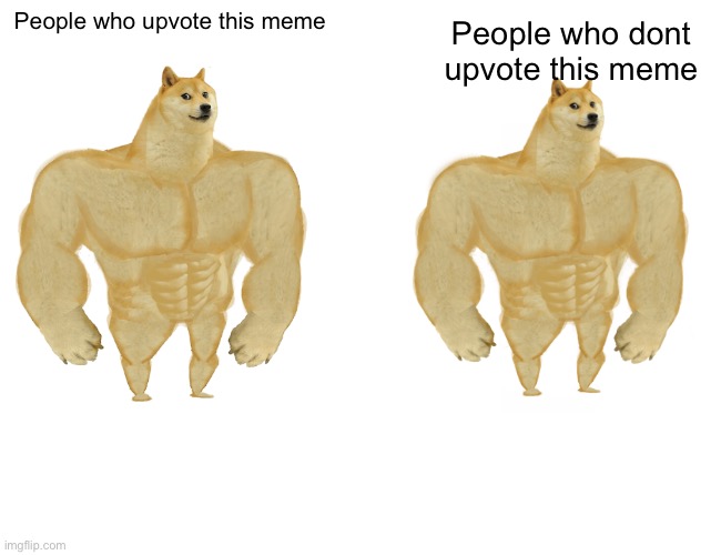 I pulled a sneaky one on ya | People who upvote this meme; People who dont upvote this meme | image tagged in memes,buff doge vs cheems | made w/ Imgflip meme maker