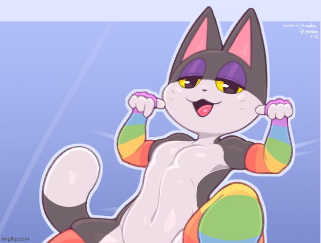By Frumples | image tagged in furry,femboy,cute,adorable,pride,socks | made w/ Imgflip meme maker