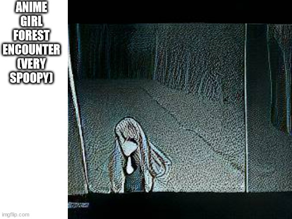 ANIME
GIRL
FOREST
ENCOUNTER
(VERY SPOOPY) | made w/ Imgflip meme maker