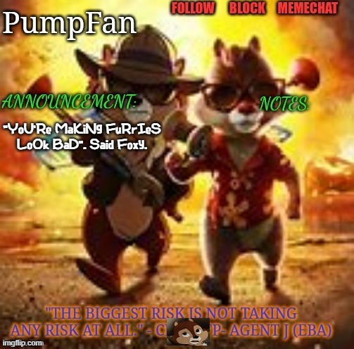 inej foxy said this on roblox. | "YoU'Re MaKiNg FuRrIeS LoOk BaD". Said Foxy. | image tagged in rescue rangers announcement template ty hanz | made w/ Imgflip meme maker
