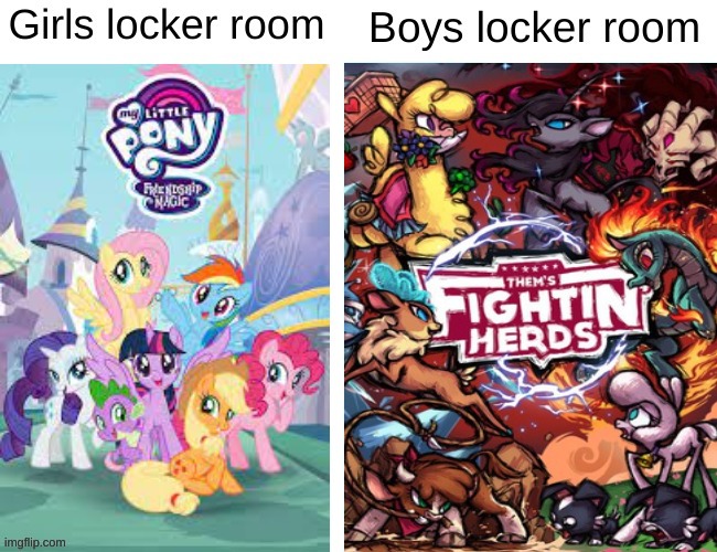scientifically accurate locker room meme | image tagged in boys vs girls,my little pony | made w/ Imgflip meme maker