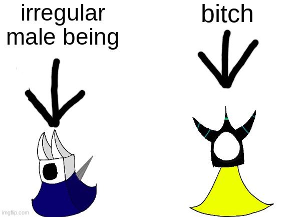 bitch; irregular male being | made w/ Imgflip meme maker