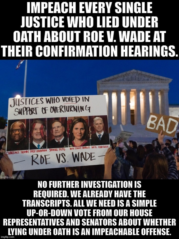 If the radical Dobbs decision doesn't demand congressional oversight, then nothing does. | image tagged in impeach scotus | made w/ Imgflip meme maker