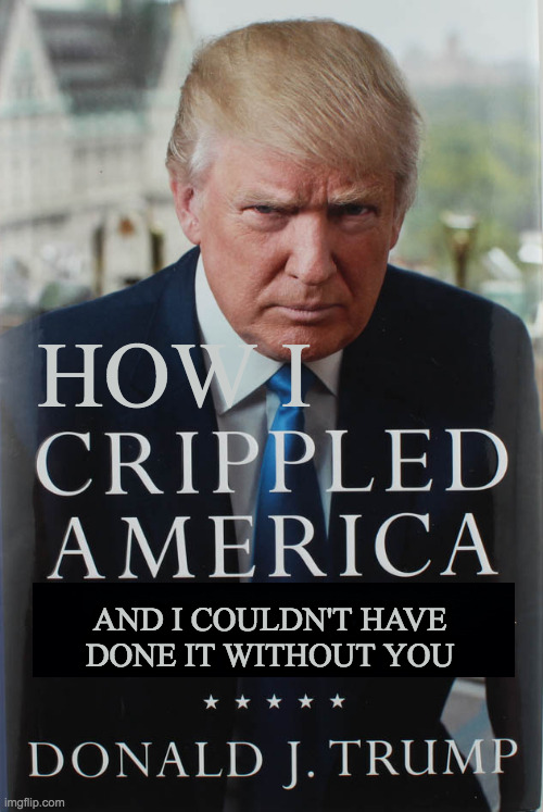 This book is only $4! | HOW I; AND I COULDN'T HAVE
DONE IT WITHOUT YOU | image tagged in memes,cheap reads,trump crippled america | made w/ Imgflip meme maker