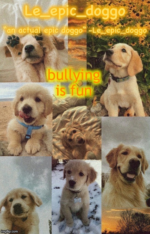Doggo temp by doggo. Wait what that’s confusing | bullying is fun | image tagged in doggo temp by doggo wait what that s confusing | made w/ Imgflip meme maker