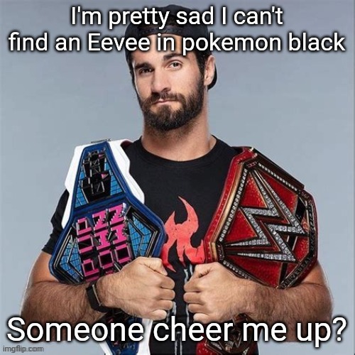 Cool seth rollins | I'm pretty sad I can't find an Eevee in pokemon black; Someone cheer me up? | image tagged in cool seth rollins | made w/ Imgflip meme maker